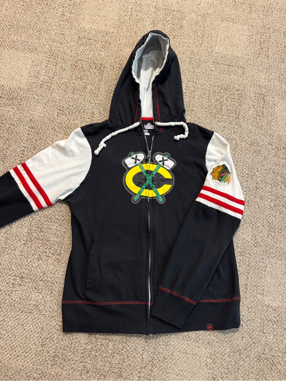 Chicago Blackhawks Black & White Zip Hoodie